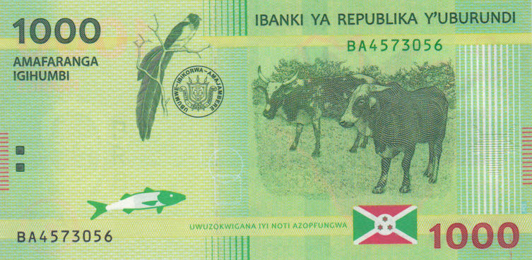 P51 Burundi 1000 Francs Year 2015